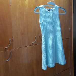 Soft textural minidress light teal 100% cotton